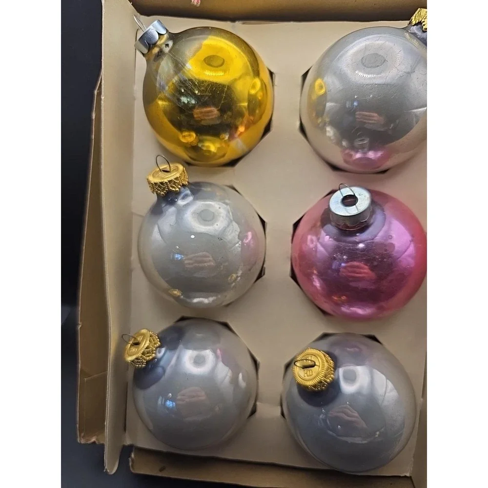 6 Vintage Mercury Glass Ornaments 2.5oz 25Z‎